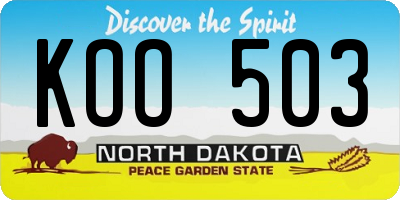 ND license plate KOO503