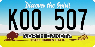 ND license plate KOO507