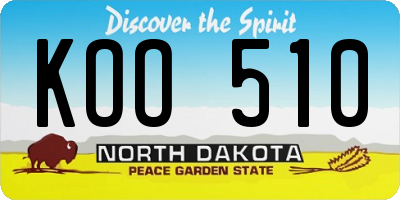 ND license plate KOO510