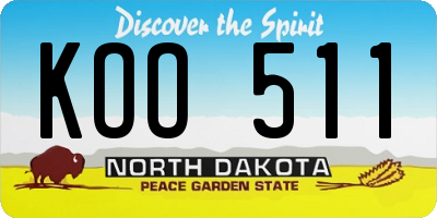ND license plate KOO511