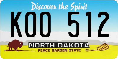 ND license plate KOO512