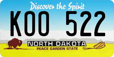 ND license plate KOO522