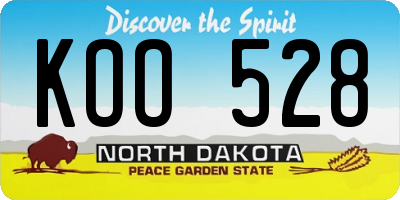 ND license plate KOO528