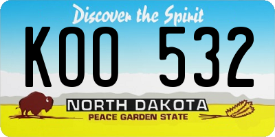 ND license plate KOO532