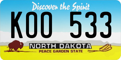 ND license plate KOO533