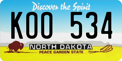 ND license plate KOO534