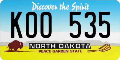 ND license plate KOO535