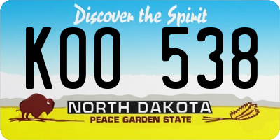 ND license plate KOO538