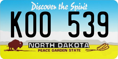 ND license plate KOO539