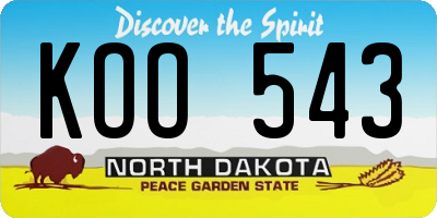 ND license plate KOO543