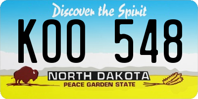 ND license plate KOO548