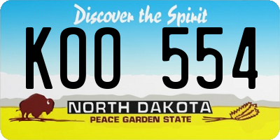 ND license plate KOO554