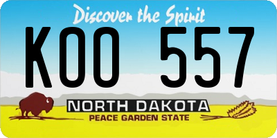 ND license plate KOO557