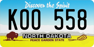 ND license plate KOO558