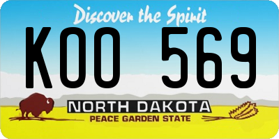 ND license plate KOO569