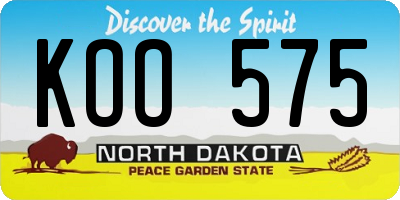 ND license plate KOO575