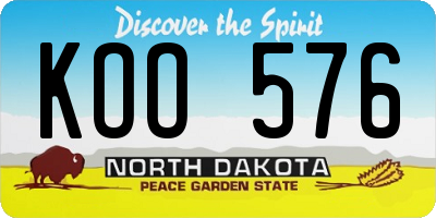 ND license plate KOO576