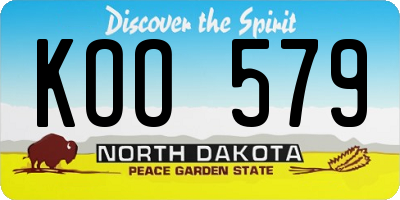 ND license plate KOO579