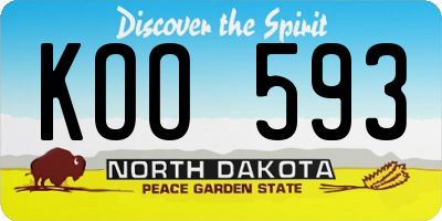 ND license plate KOO593
