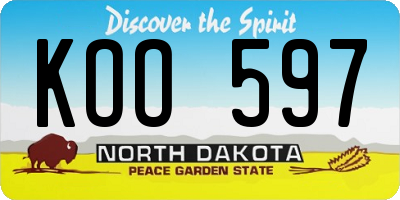 ND license plate KOO597