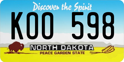 ND license plate KOO598