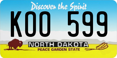 ND license plate KOO599