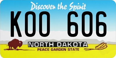 ND license plate KOO606