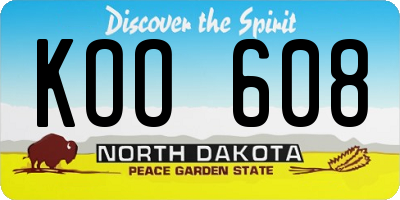 ND license plate KOO608