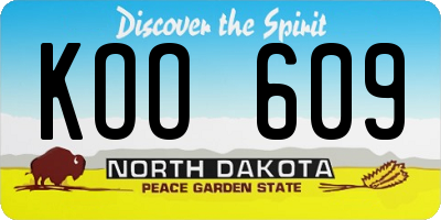 ND license plate KOO609