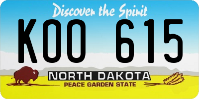 ND license plate KOO615