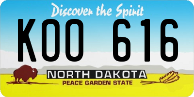 ND license plate KOO616