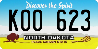 ND license plate KOO623