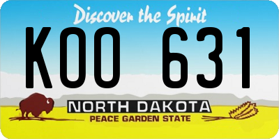 ND license plate KOO631