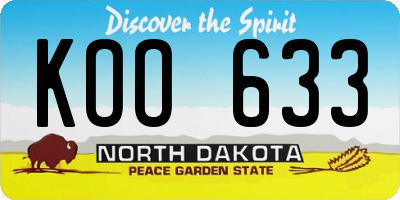 ND license plate KOO633
