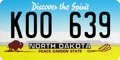 ND license plate KOO639