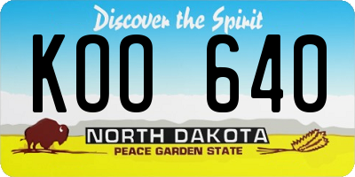 ND license plate KOO640
