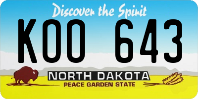 ND license plate KOO643