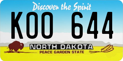 ND license plate KOO644