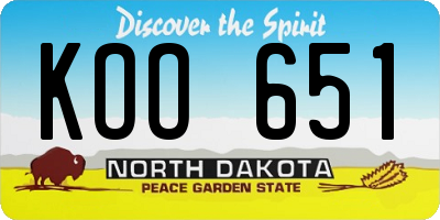 ND license plate KOO651