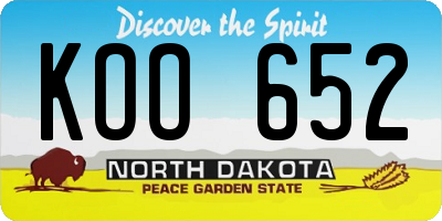 ND license plate KOO652