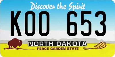 ND license plate KOO653
