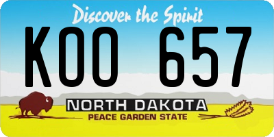 ND license plate KOO657