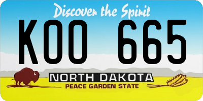 ND license plate KOO665