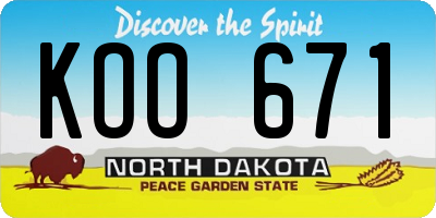ND license plate KOO671