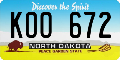 ND license plate KOO672