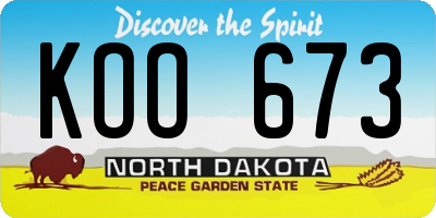 ND license plate KOO673
