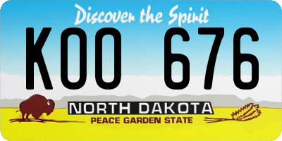 ND license plate KOO676