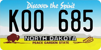 ND license plate KOO685