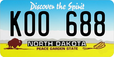 ND license plate KOO688