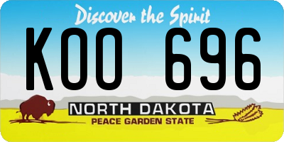 ND license plate KOO696